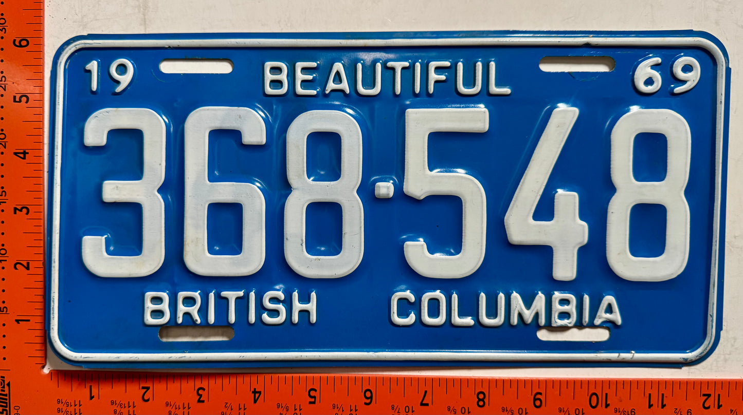 1969 British Columbia #368-548 Passenger License Plate