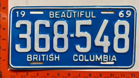 1969 British Columbia #368-548 Passenger License Plate