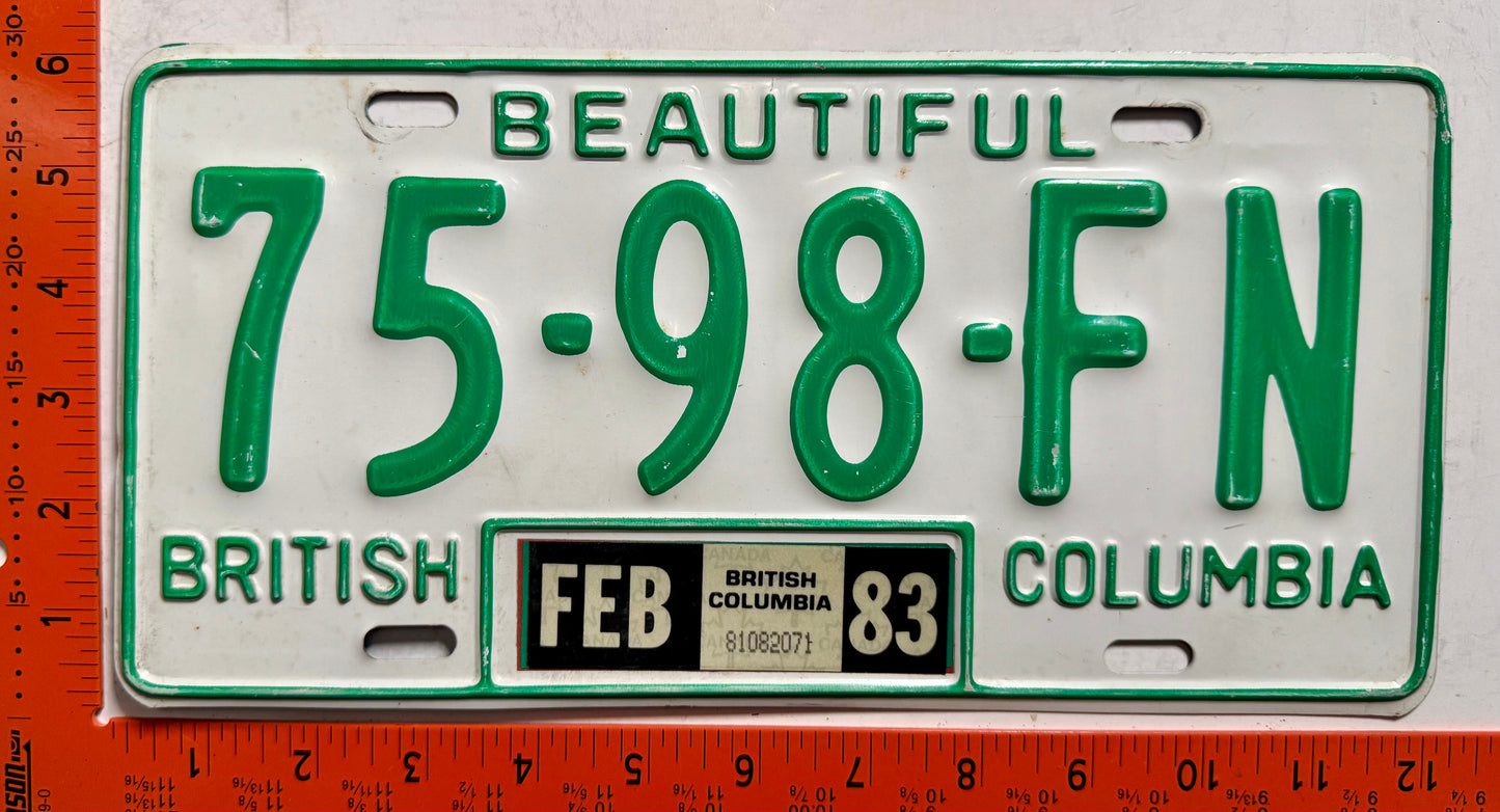 1983 British Columbia #75-98-FN Commercial License Plate