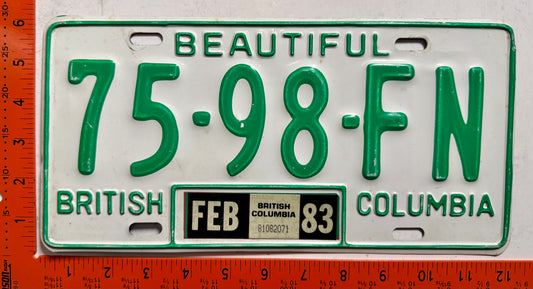 1983 British Columbia #75-98-FN Commercial License Plate