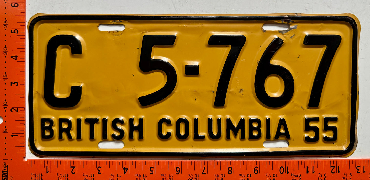 1955 British Columbia #C 5-767 Commercial License Plate