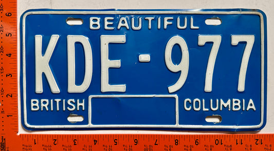 1979 British Columbia #KDE-977 Passenger License Plate