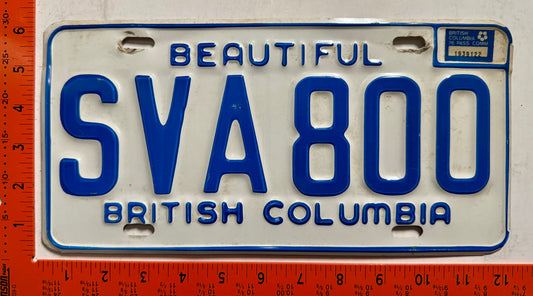 1976 British Columbia #SVA 800 Passenger License Plate