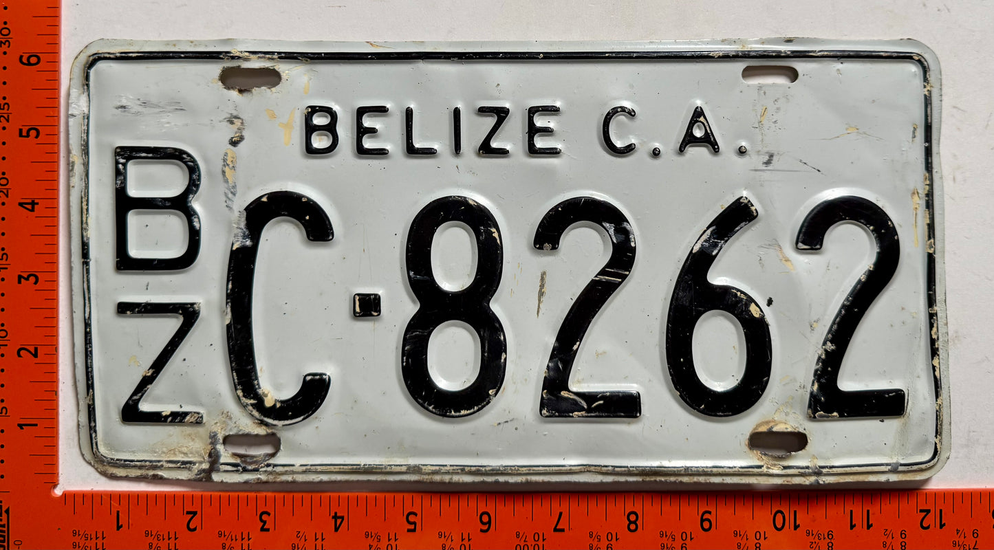 undated Belize #C-8262 Passenger License Plate