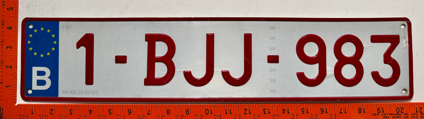undated Belgium #1-BJJ-983 Passenger License Plate