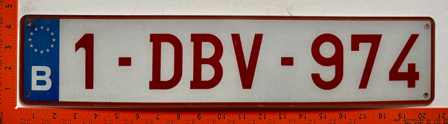 undated Belgium #1-DBV-974 Passenger License Plate