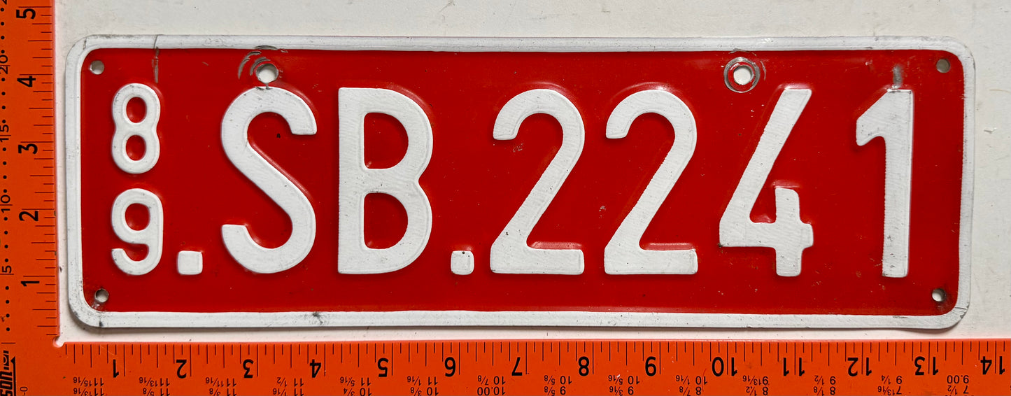 1989 Belgium #SB.2241 SHAPE Headquarters Passenger License Plate