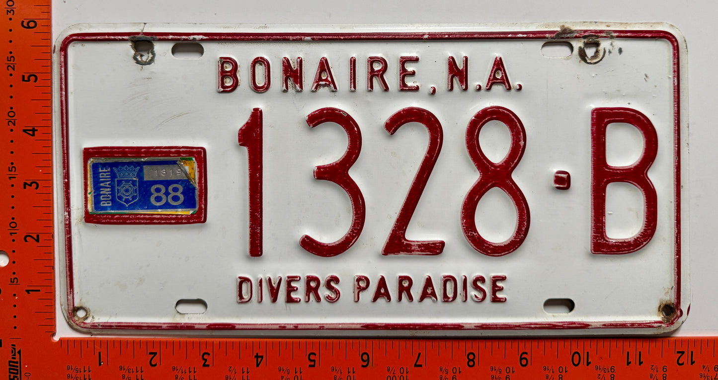 1988 Bonaire #1328-B Passenger License Plate