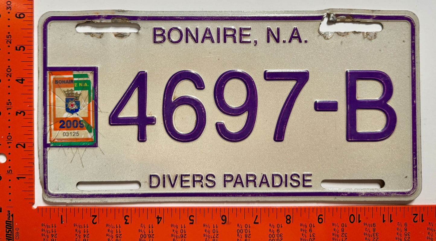 2009 Bonaire #4697-B Passenger License Plate