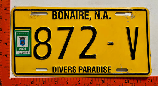 2001 Bonaire #872-V Commercial License Plate