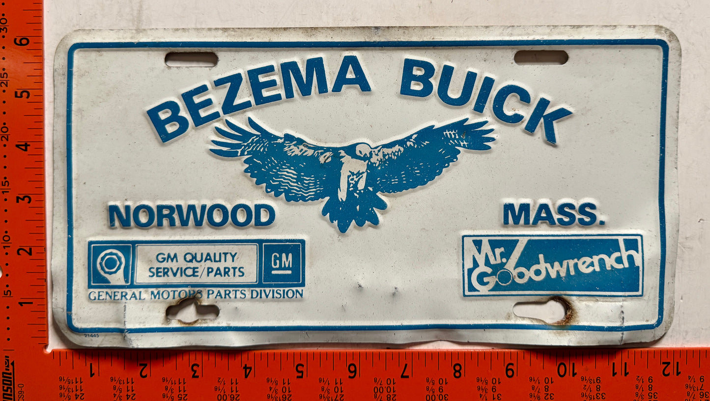 Bezema Buick, Norwood, Massachusetts Booster License Plate