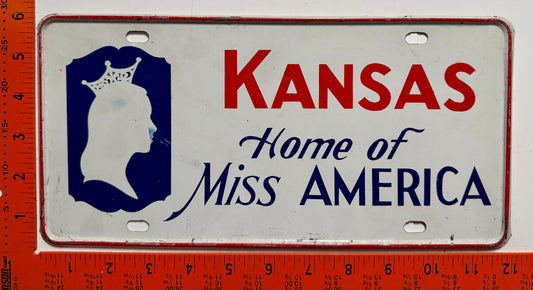 Undated Kansas Home of Miss America Booster License Plate