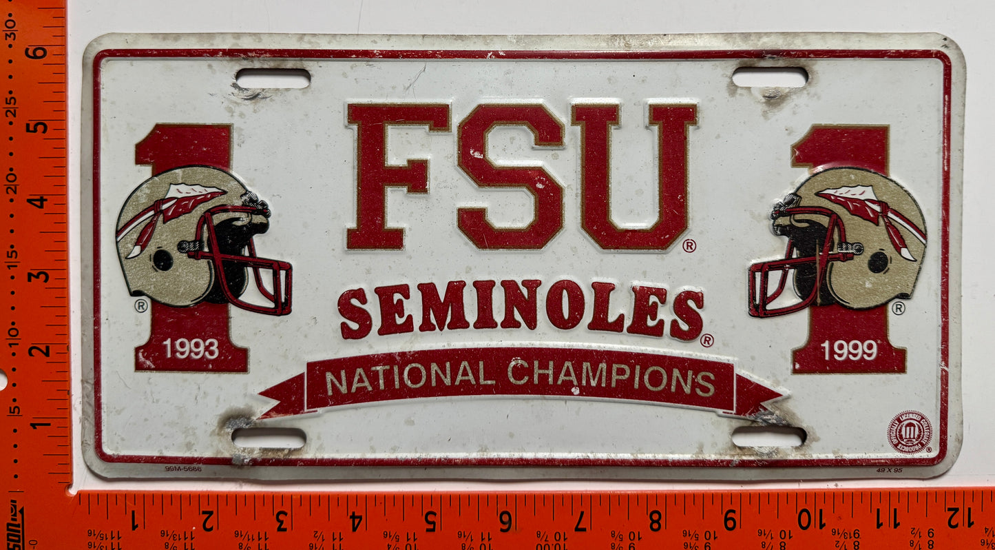 1993/1999 Florida State National Champs Booster License Plate