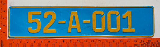 undated Bosnia #52-A-001 Diplomat License Plate