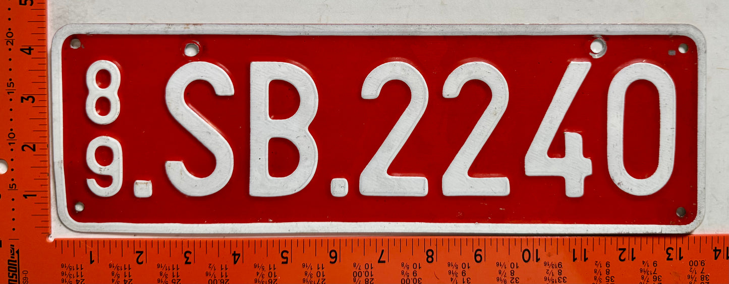 1989 Belgium #SB.2240 SHAPE Headquarters Passenger License Plate