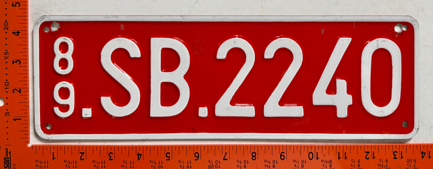 1989 Belgium #SB.2240 SHAPE Headquarters Passenger License Plate