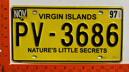 1997 British Virgin Islands #PV-3686 Passenger License Plate