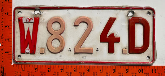 undated Belgium #W824D Passenger License Plate