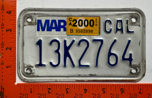 2000 California #13K2764 Motorcycle License Plate