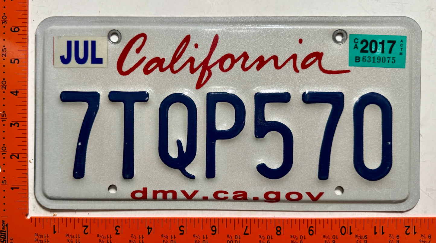 2017 California #7TQP570 Passenger License Plate