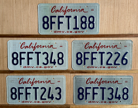 Group of 5 California Passenger License Plates (Crafter)