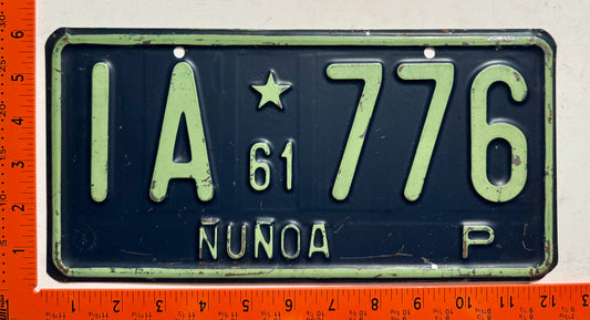 1961 Chile #IA*776 Passenger License Plate