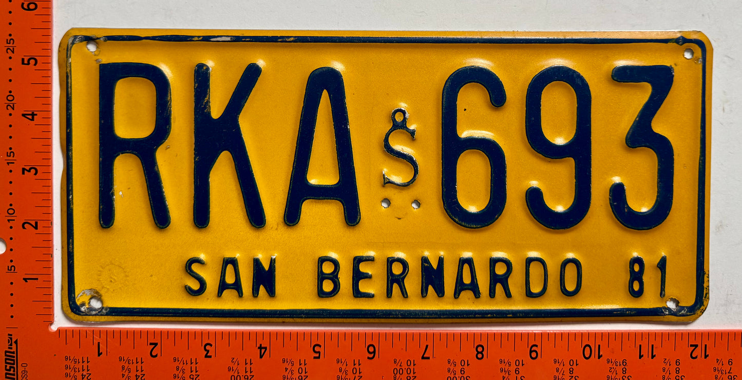 1981 Chile #RKA 693 Bus License Plate