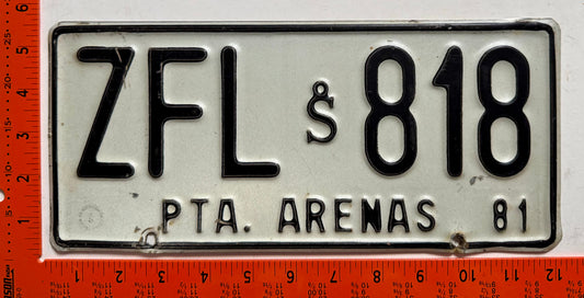 1981 Chile #ZFL 818 Passenger License Plate