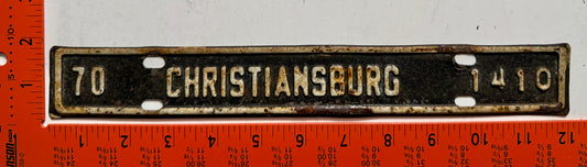 1970 Christiansburg, Virginia #1410 License Plate