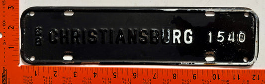 1968 Christiansburg, Virginia #1540 License Plate