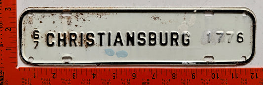 1967 Christiansburg, Virginia #1776 License Plate