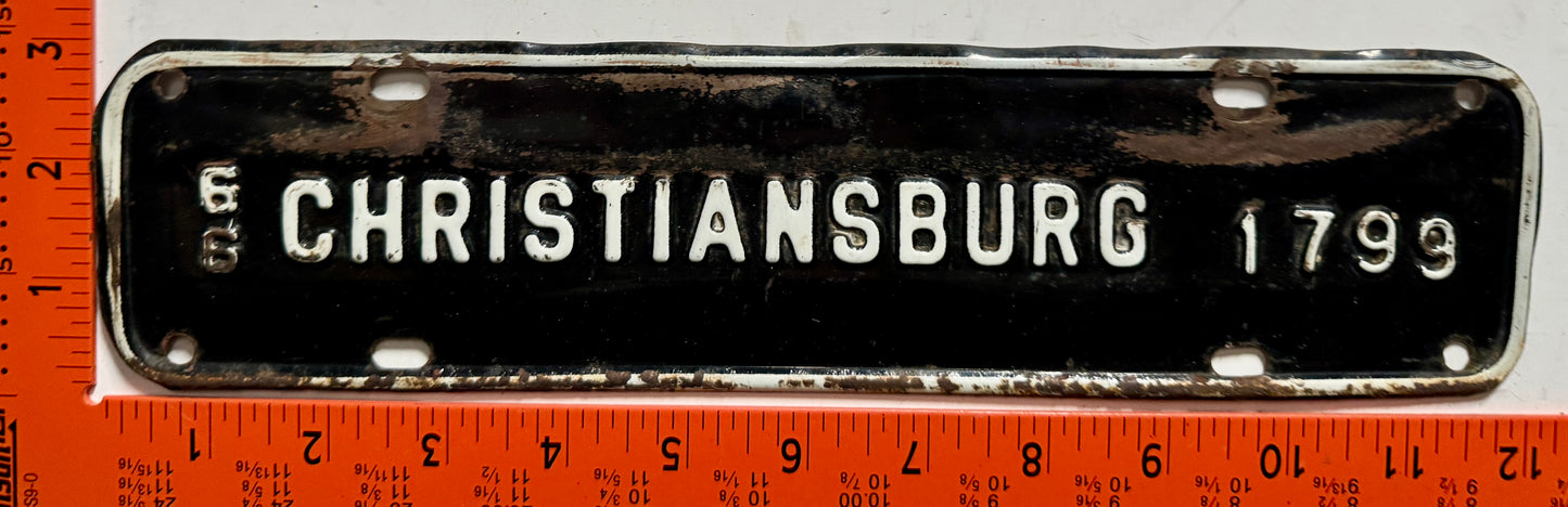 1966 Christiansburg, Virginia #1799 License Plate