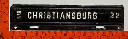 1952 Christiansburg, Virginia #22 License Plate