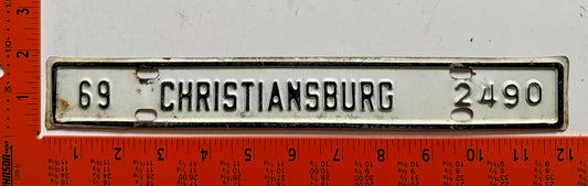 1969 Christiansburg, Virginia #2490 License Plate