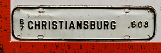 1967 Christiansburg, Virginia #608 License Plate
