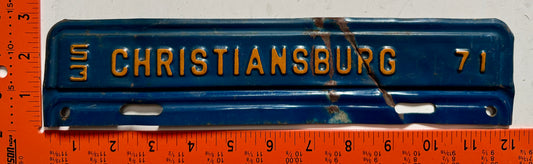 1953 Christiansburg, Virginia #71 License Plate