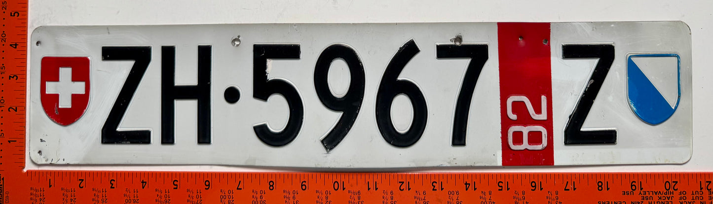 1982 Switzerland #ZH-5967 Z Temporary License Plate
