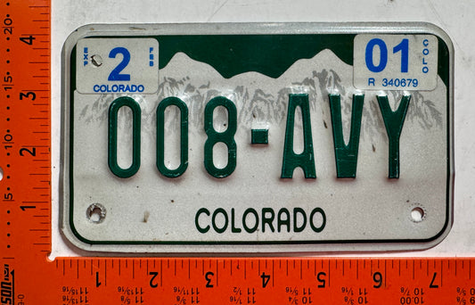 2001 Colorado #008-AVY Motorcycle License Plate