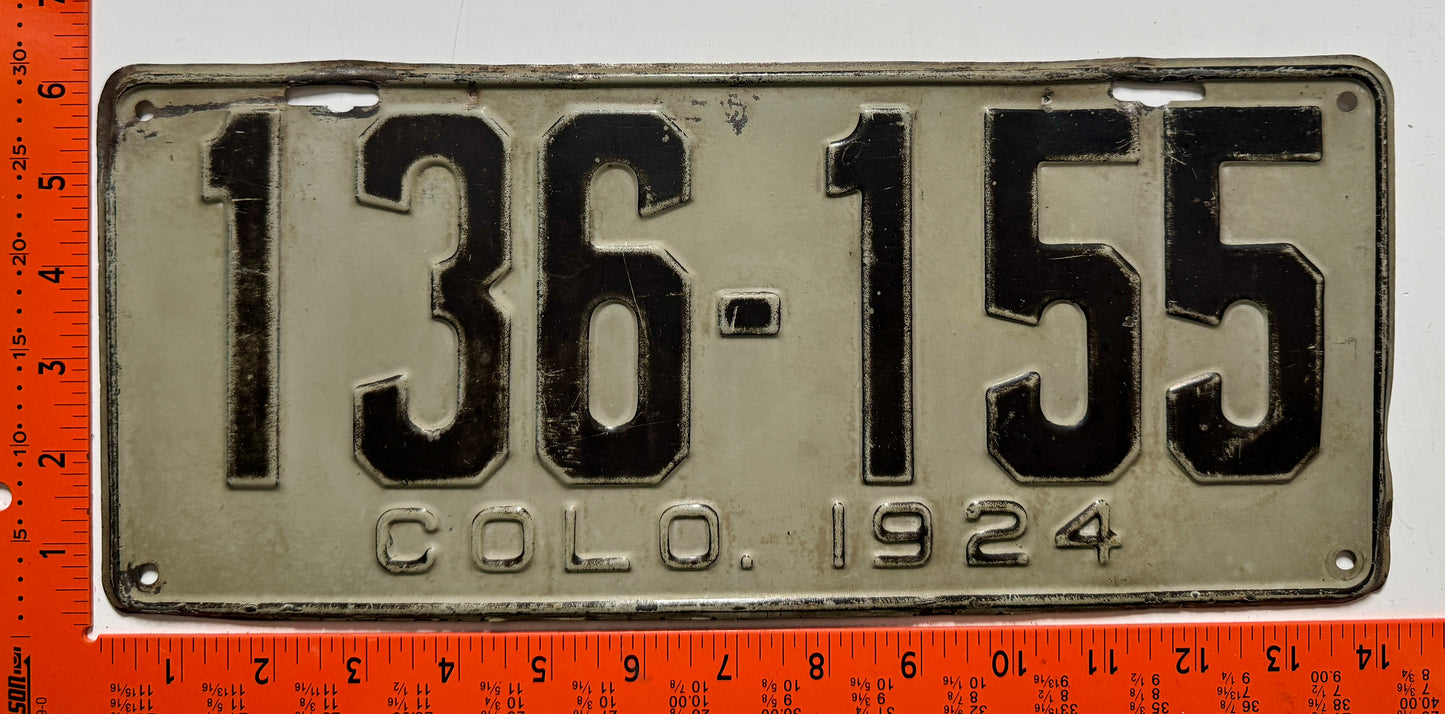 1924 Colorado #136-155 Passenger License Plate