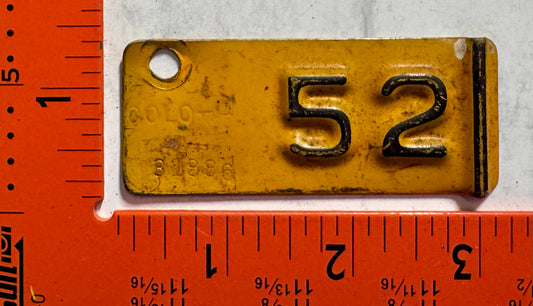 1952 Colorado #4-31886 Passenger License Plate Date Tab