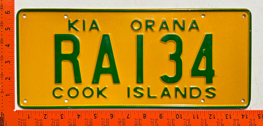 undated Cook Islands #RA 134 Rental License Plate