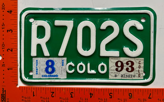 1993 Colorado #R702S Motorcycle License Plate