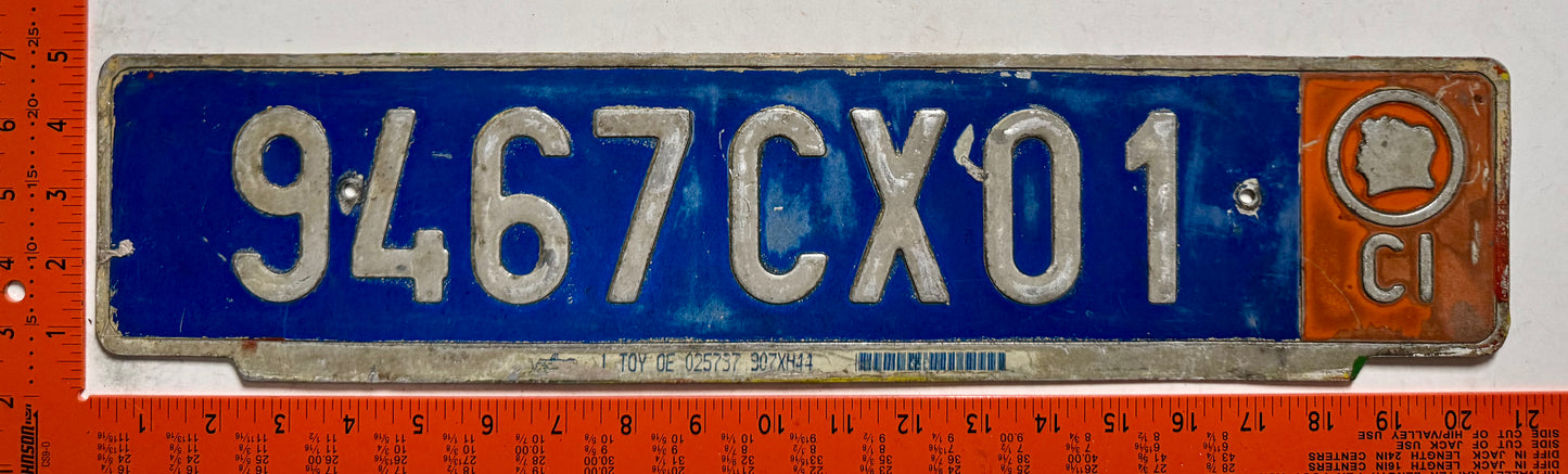 undated Ivory Coast #9467CX01 Passenger License Plate