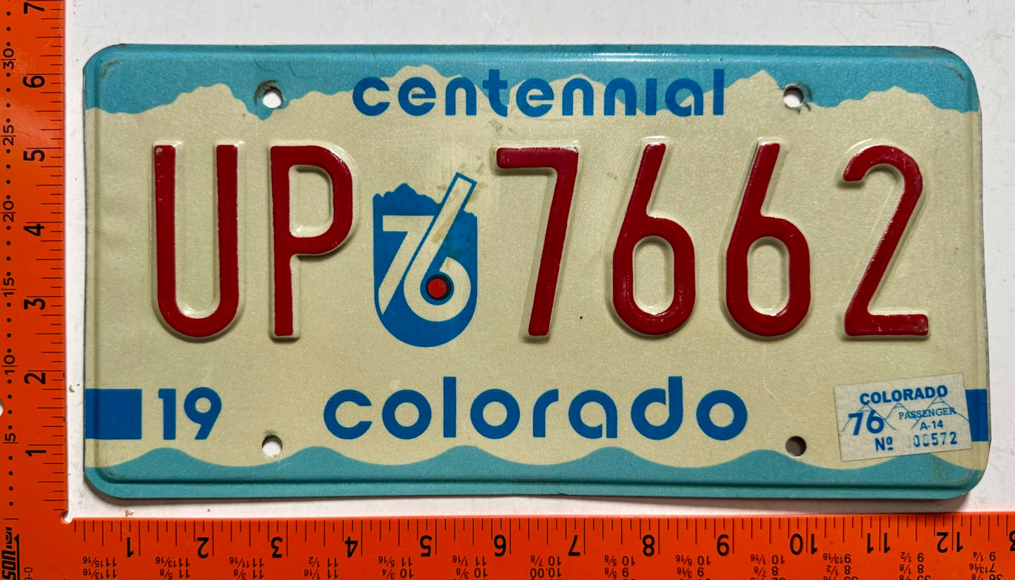 1976 Colorado #UP 7662 Passenger License Plate (Pair)