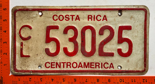 2009 base Costa Rica #C/L 53025 Truck License Plate