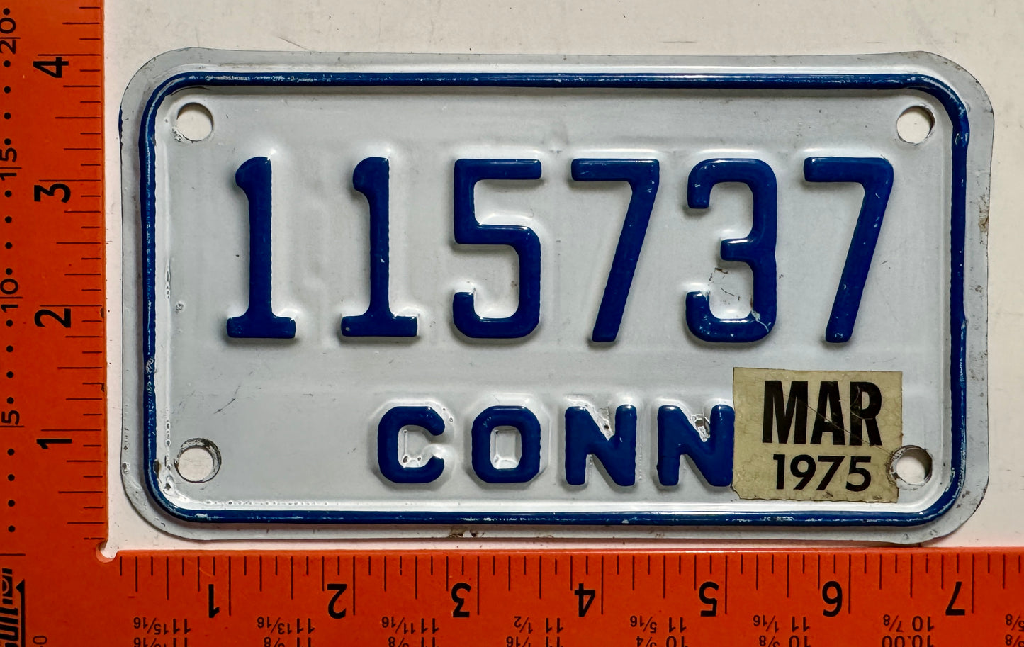 1975 Connecticut #115737 Motorcycle License Plate