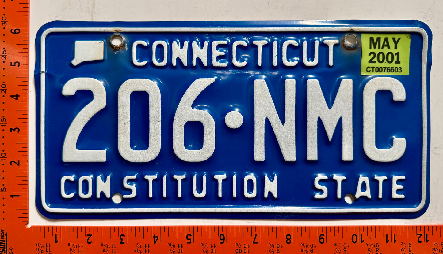 2001 Connecticut #206-NMC Passenger License Plate