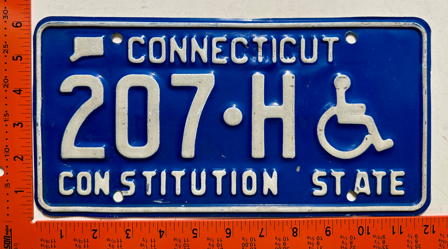 undated Connecticut #207-H Handicapped License Plate