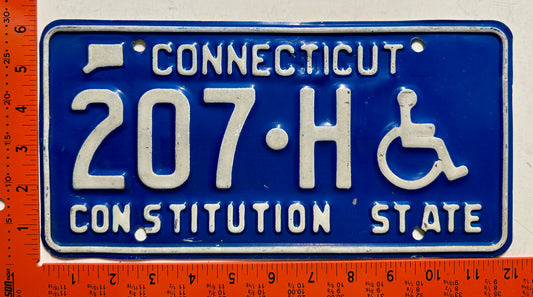 undated Connecticut #207-H Handicapped License Plate