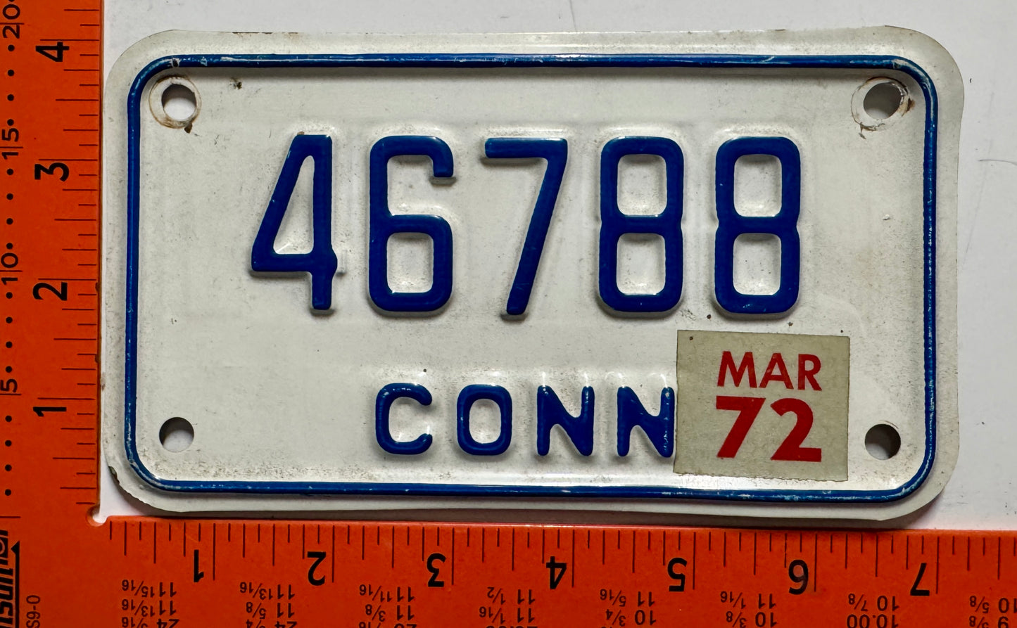 1972 Connecticut #46788 Motorcycle License Plate
